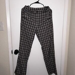 SHEIN Women’s Black and Gray Plaid Pants